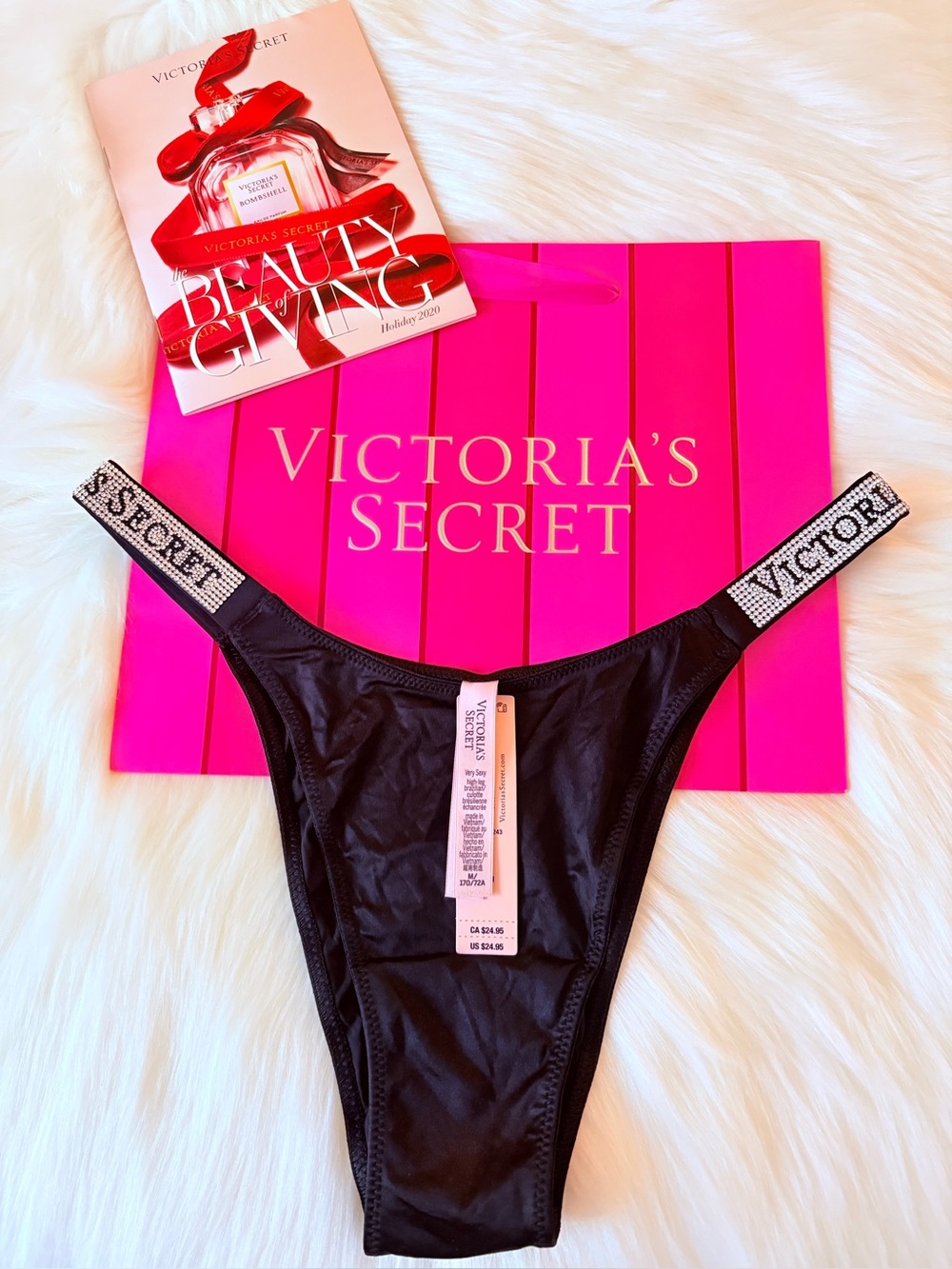 ❤️❤️Victoria’s Secret Logo shine panty (M)❤️❤️